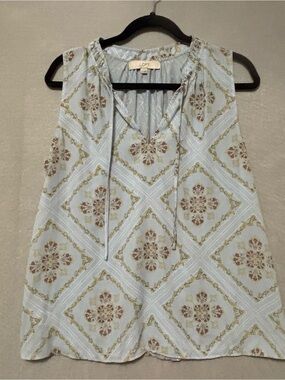 LOFT Light Blue Floral Tie-Neck Sleeveless Camisole